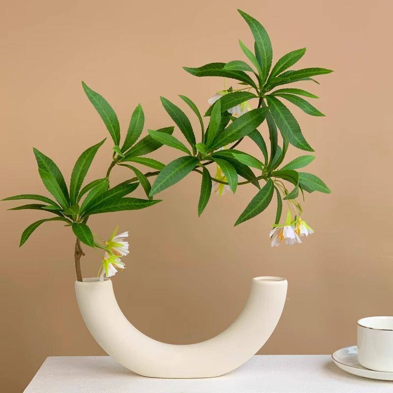 厨房装饰品小摆件北欧个性仿真花水石榕假花长枝水室内绿植装饰品