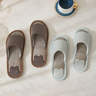 木地板专用静音拖鞋四季厚底亚麻拖鞋女防滑室内居家居静音家用情