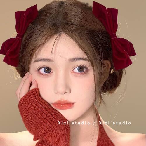 订婚宴头饰新年红色立体