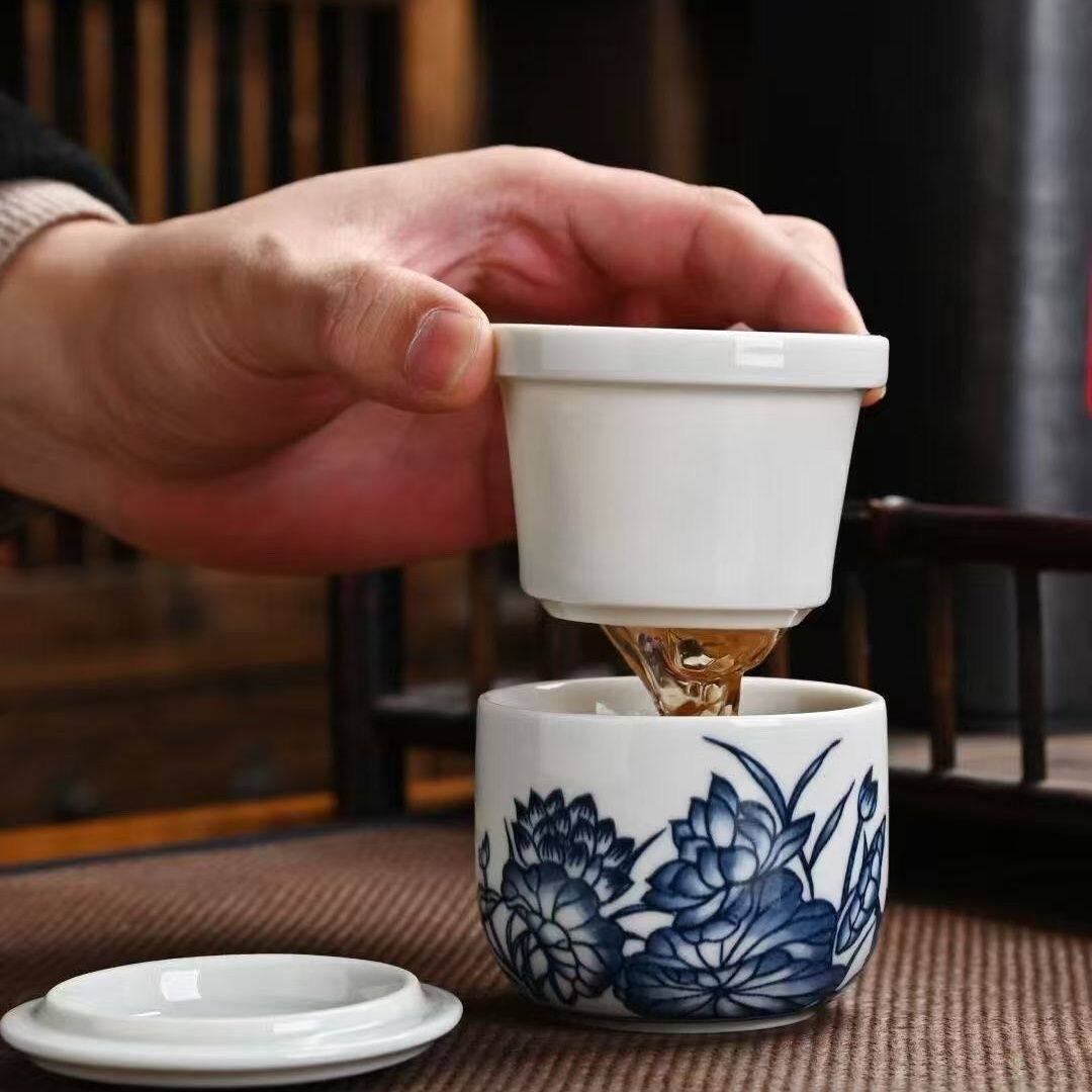 优质陶瓷茶杯青花随手杯