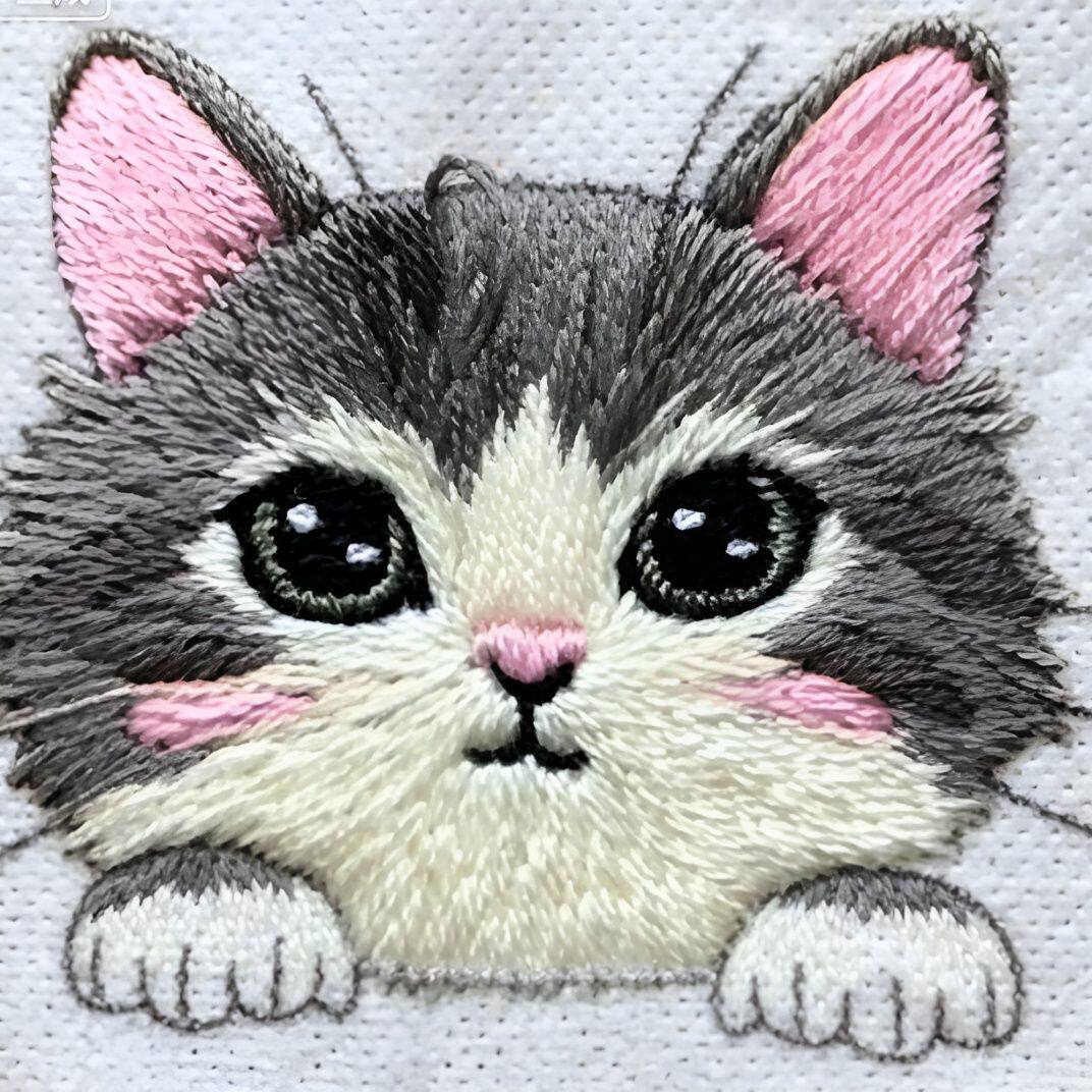 刺绣图案样纸可爱猫咪手
