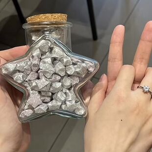 星星纸和玻璃瓶送女友闺蜜五角星许愿瓶银色星星折纸玻璃瓶diy星