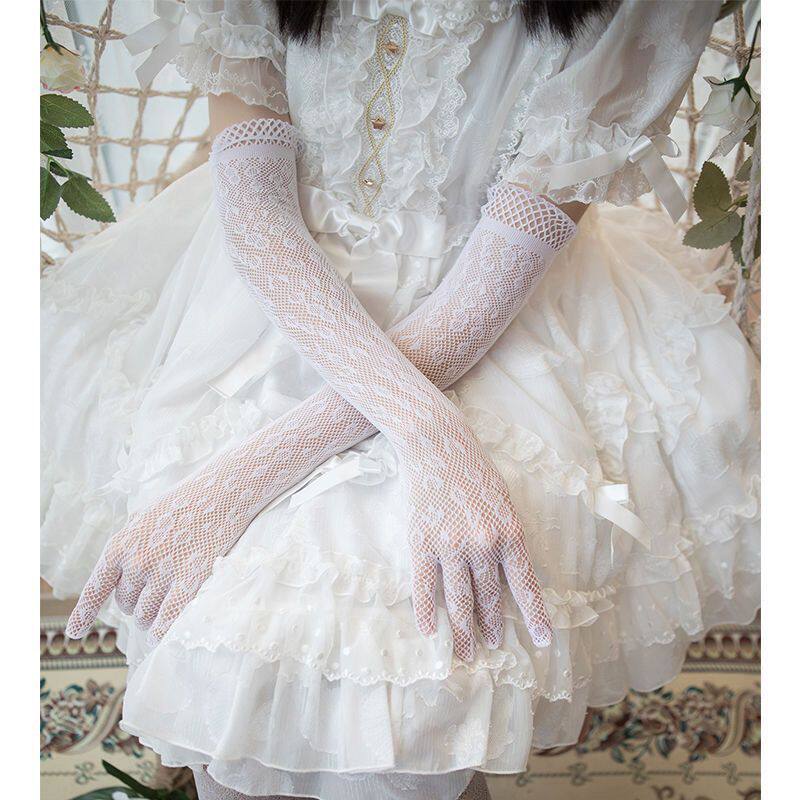 女士丝袜手套lolita洋装袖套礼服黑蕾丝婚纱洛丽塔手袖女防晒新娘