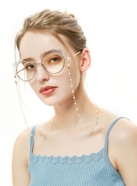 眼镜框装饰品复古珍珠眼镜链时尚简约防滑挂脖眼镜绳网红古风loli