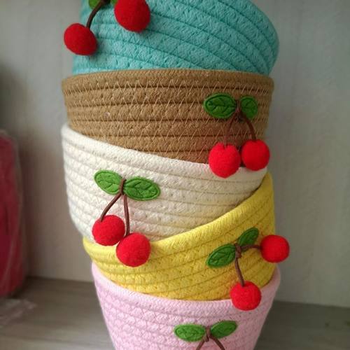 放钥匙扣摆件浪漫樱桃编织钥匙收纳盒桌面小助手超萌收纳解决方案