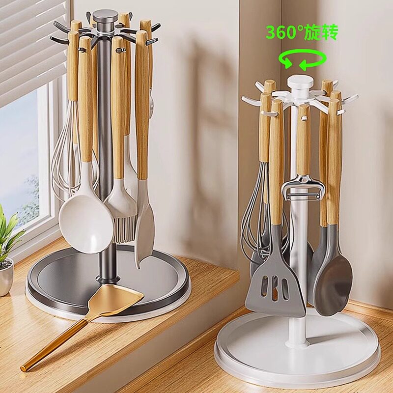 旋转锅铲架台面厨房挂钩置物架