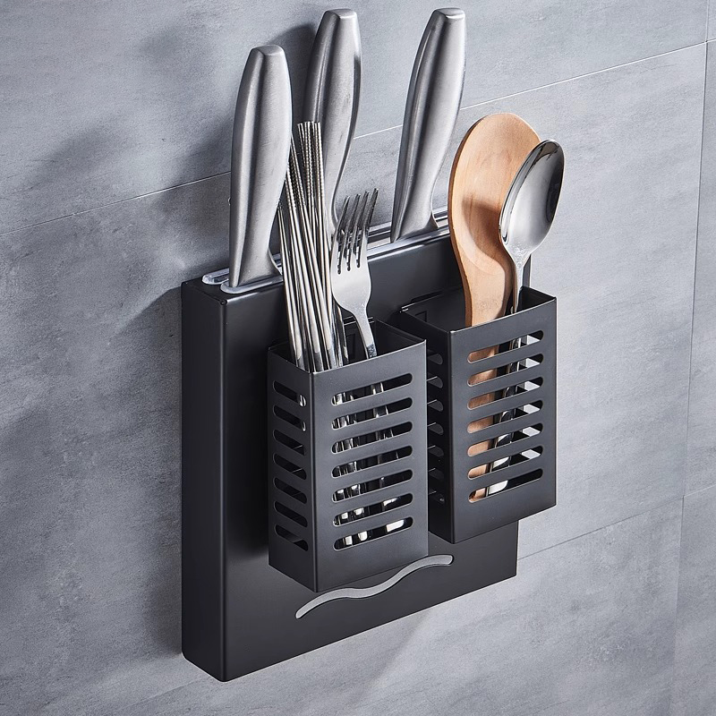 不锈钢刀架免打孔厨房置物架壁挂