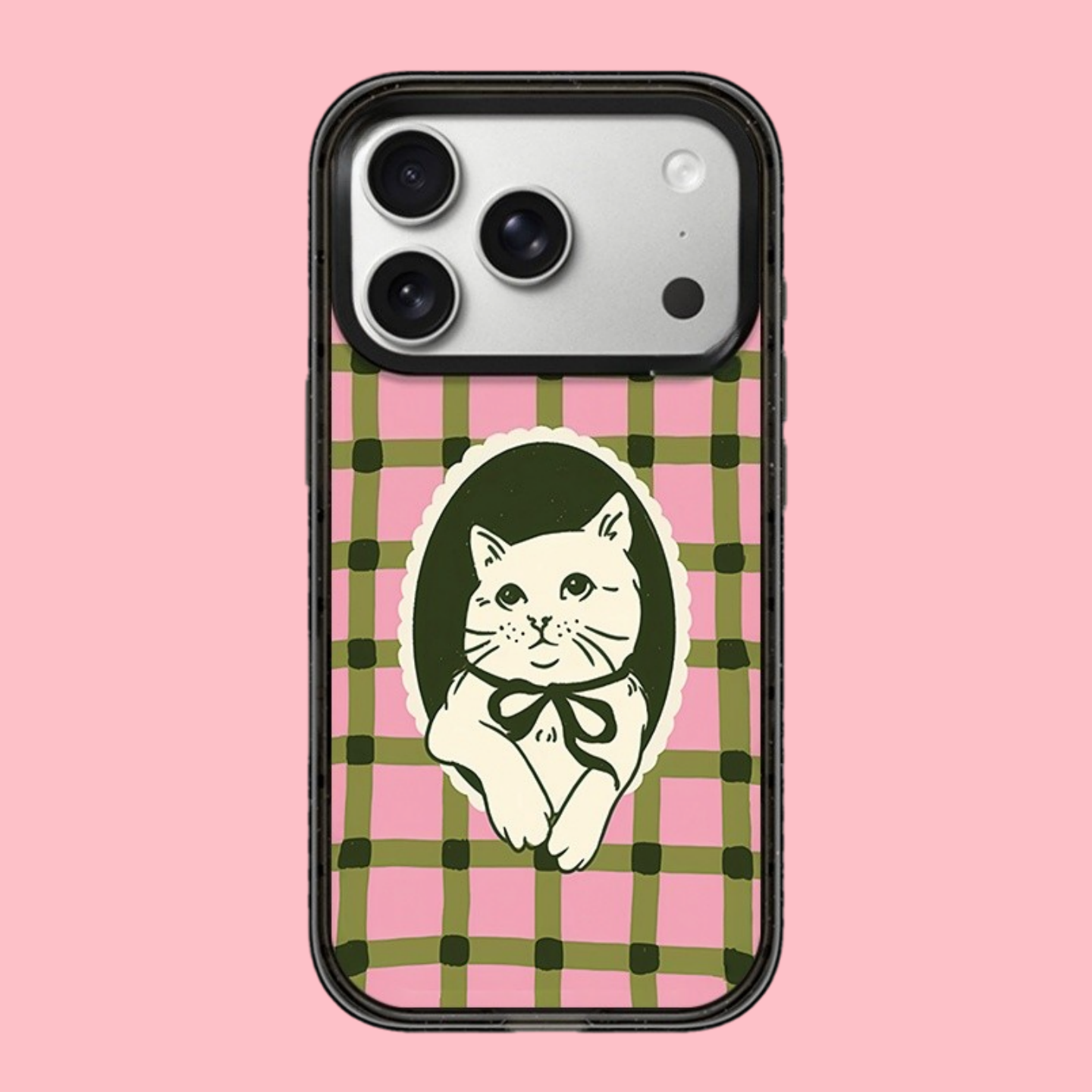 【韩国代购】复古动物相框格子猫咪手机壳适用苹果17/16/15promax保护套iphone14pro/plus磁吸Magsafe13/12女