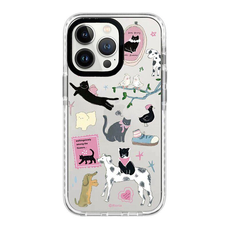 【韩国代购】新款黑猫乐园透明手机壳适用苹果17promax保护套iphone16/15pro/plus防摔14/13/12磁吸Magsafe11