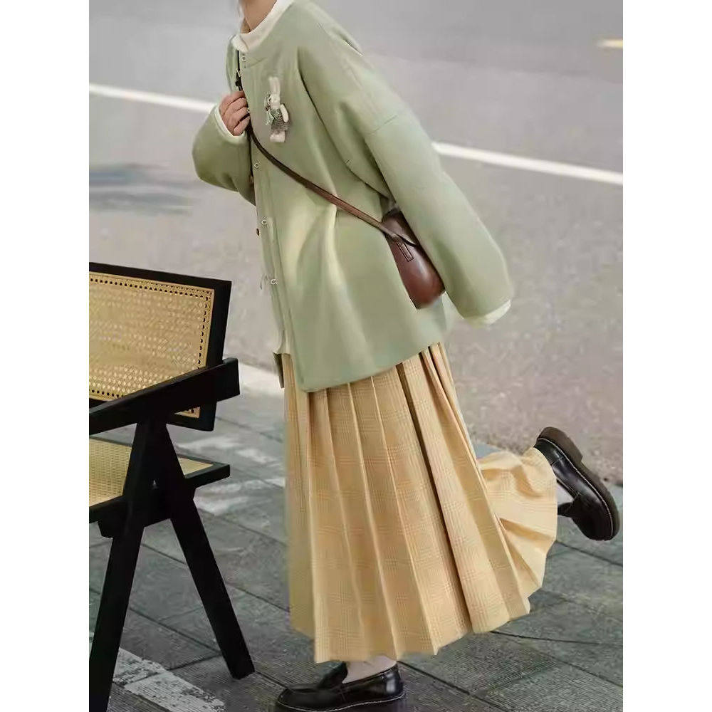 松山煮雨 立领圆领弓袋袖毛呢外套女/松紧马面裙秋冬季国风两件套,女装/女士精品,时尚套装,淘宝优惠券,粉丝福利购,淘宝优惠卷