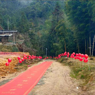 农村结婚户外路边引路装饰气球路引杆立柱室外婚礼迎宾布置引路牌