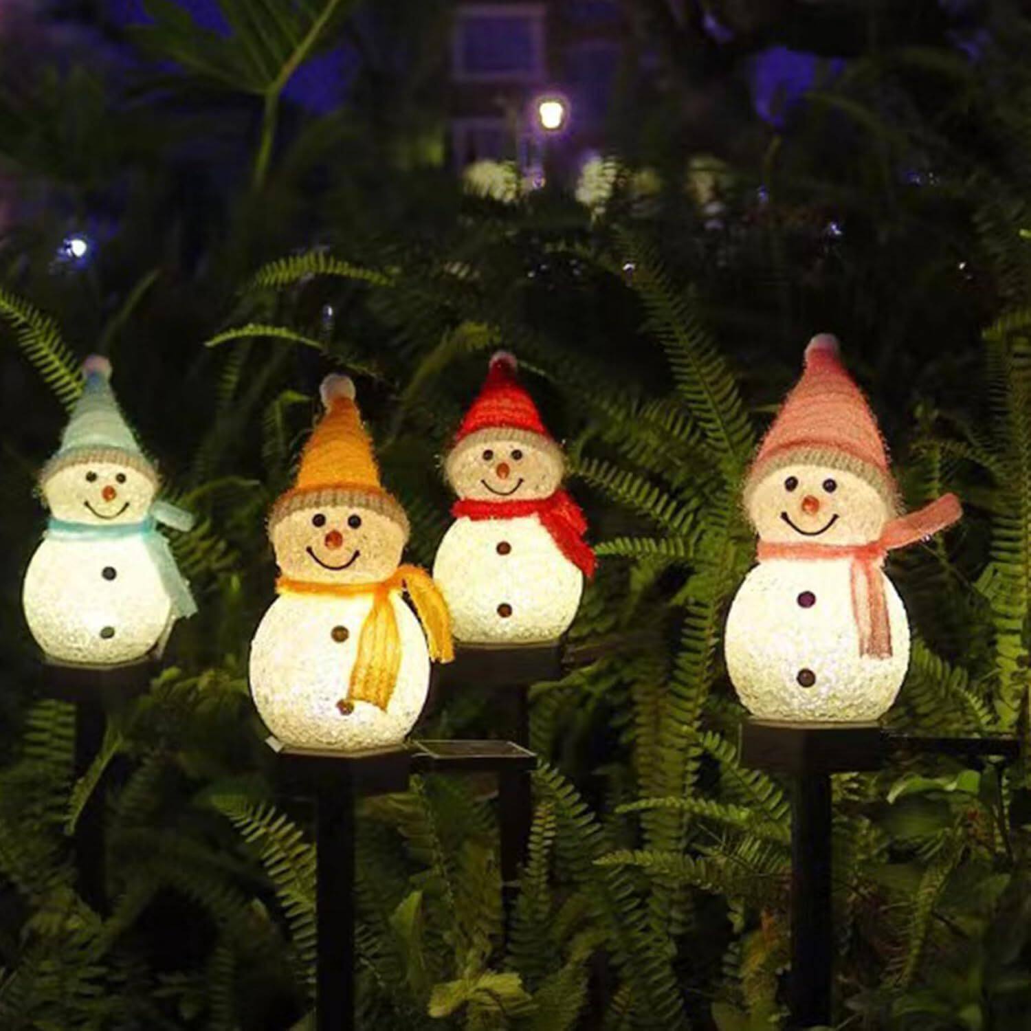 新款圣诞节太阳能草坪灯 EVA米粒小雪人LED花园庭院景观地插灯饰