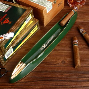 时尚创意陶瓷雪茄烟灰缸个性客厅墨绿长条形大号灭烟器