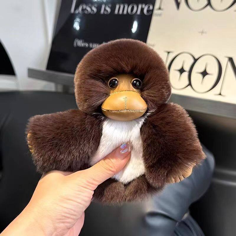 新款獭兔毛小猴子汽车钥匙扣挂件可爱毛绒公仔玩偶书包挂饰礼物