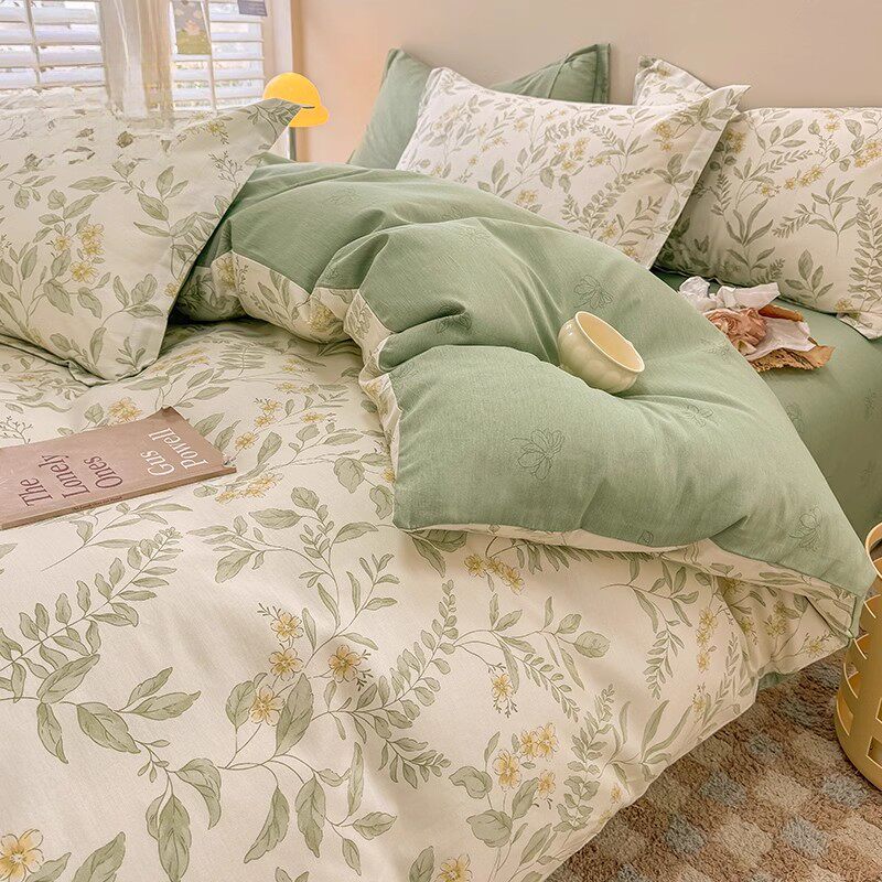 床单全棉四件套花卉纯棉被套单件被罩三件套南通家纺学生宿舍专用