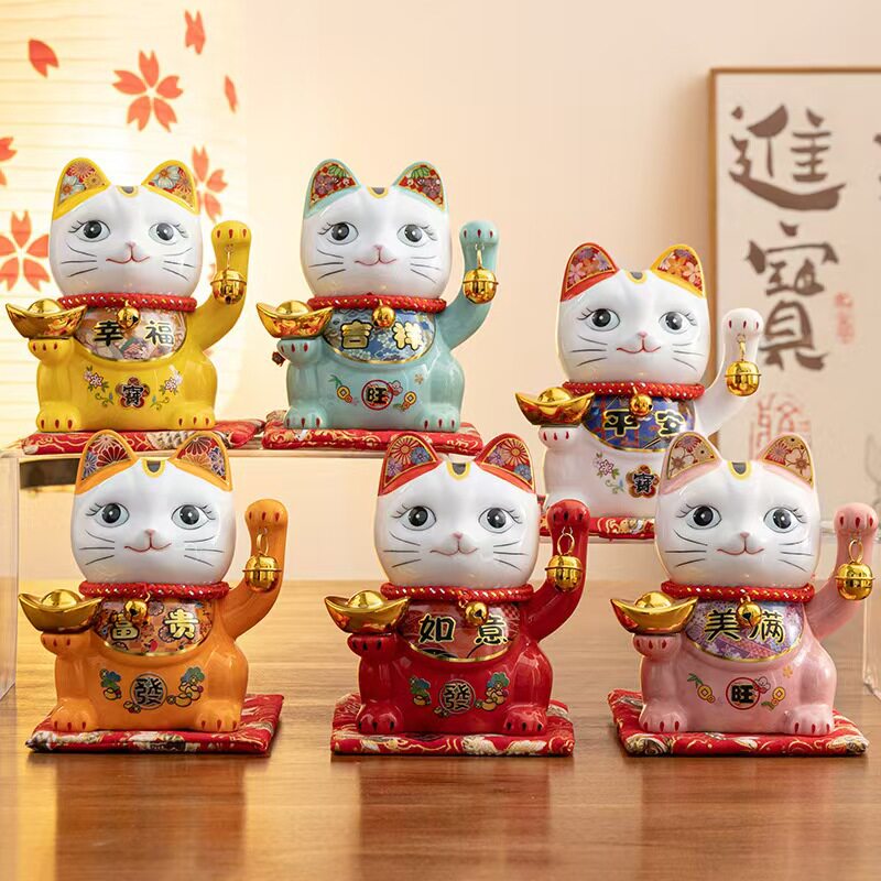 招财猫摆件陶瓷存钱储蓄罐家居创意白瓷客厅书房店铺收银台开业