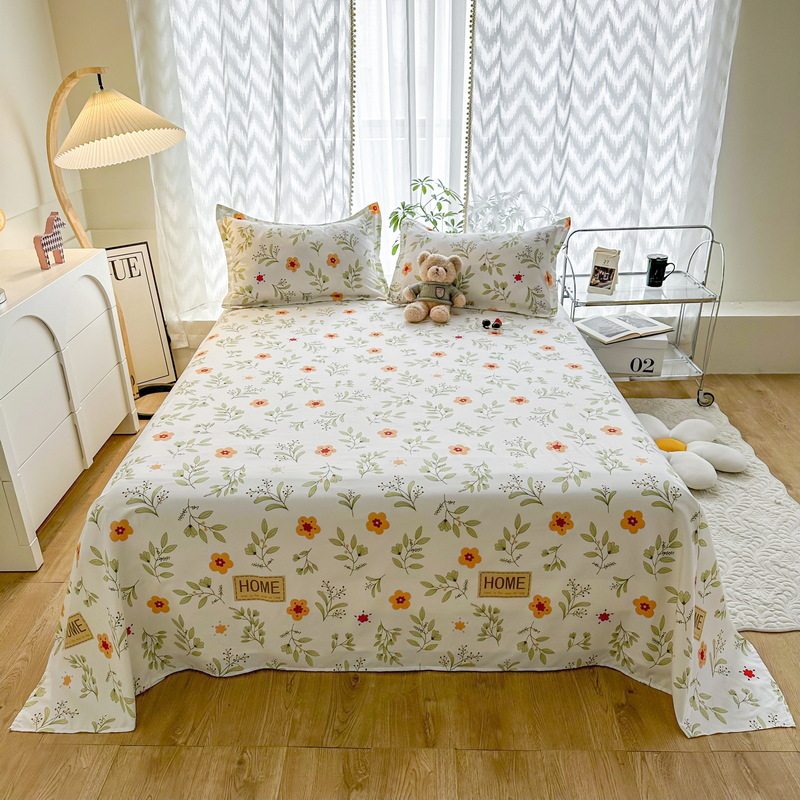 小清新单品水洗棉床单被单子宿舍卡通简约垫单枕套件