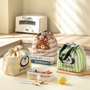 卡通熊猫保温袋学生上班专用饭盒袋加厚铝箔手提便当包保温饭盒包