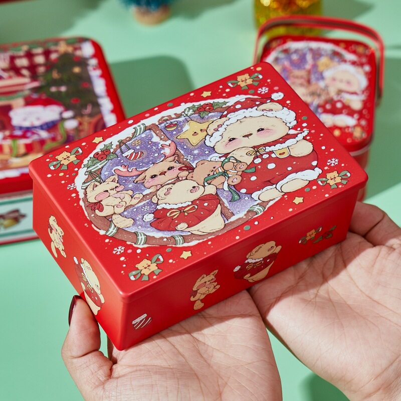 2025圣诞节新年直角长方形巧克力盒子铁盒用铁罐烘焙喜糖盒