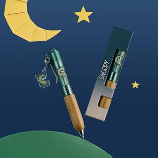 TANOOCI塔诺塞史努比限定中性笔小巧胖胖笔可爱款檀木笔握进口笔芯0.5黑色浓墨按动水笔便携口袋笔