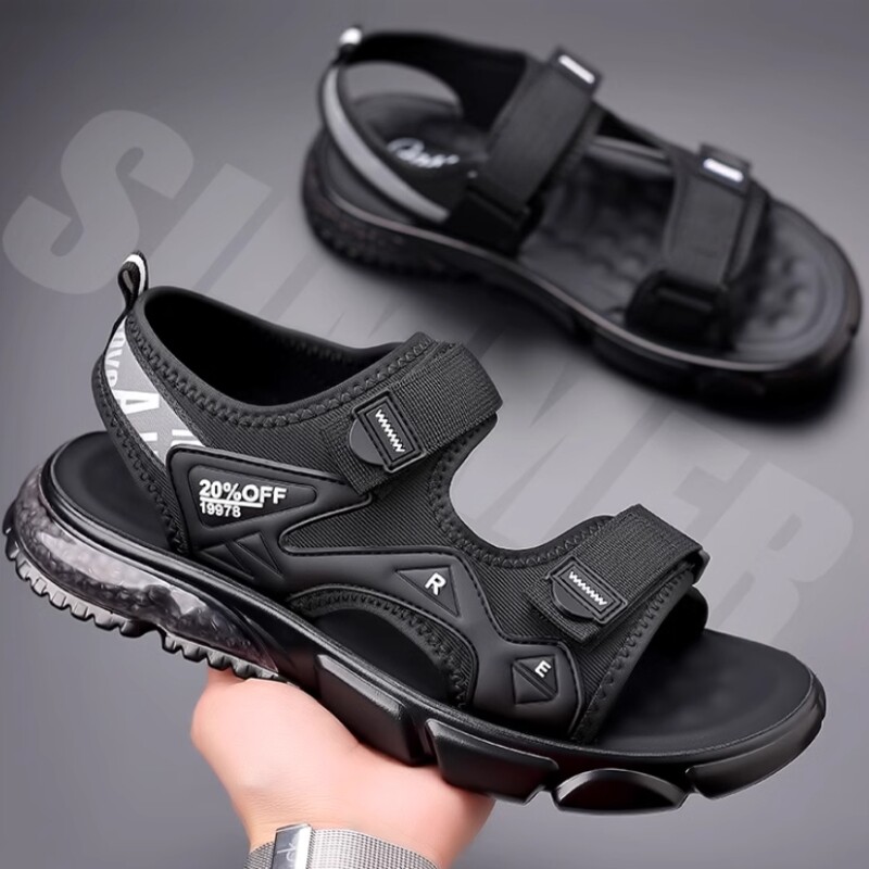 潮牌凉鞋男款夏季2025新款潮流高档魔术贴休闲开车软底防滑沙滩鞋