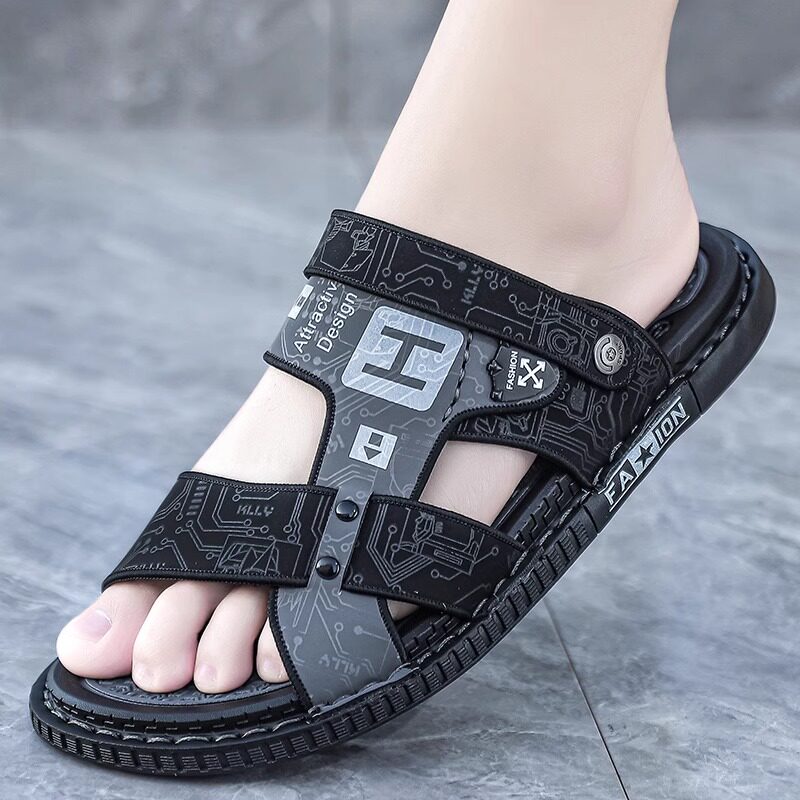潮牌凉鞋男款夏季外穿防滑软底两用涉水开车男士拖鞋休闲沙滩凉拖