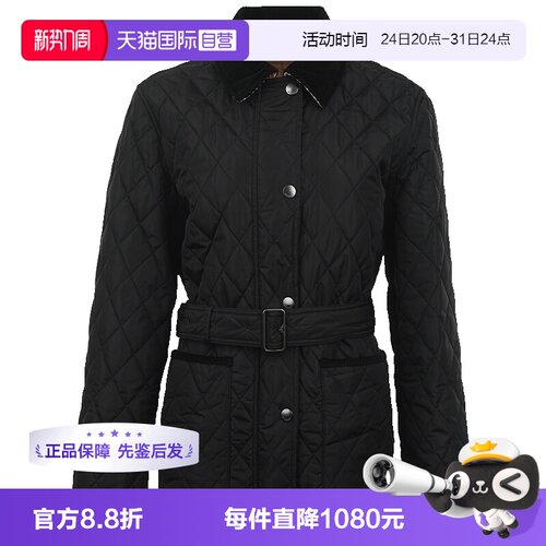【自营】BURBERRY/博柏利女士宽松可收腰翻领秋冬防寒外套棉服