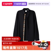 自营 BURBERRY博柏利男款 黑色长袖 纯色单排扣衬衫 节日礼物