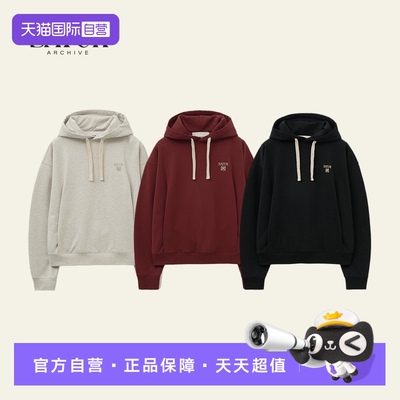 【自营】SATUR ARCHIVE秋季休闲百搭撞色抽绳基础刺绣连帽卫衣