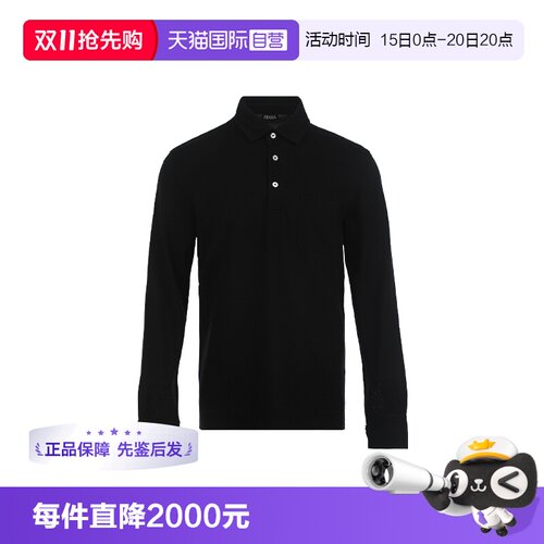 【自营】Zegna/杰尼亚男士SS25棉质宽松商务休闲长袖polo衫短袖