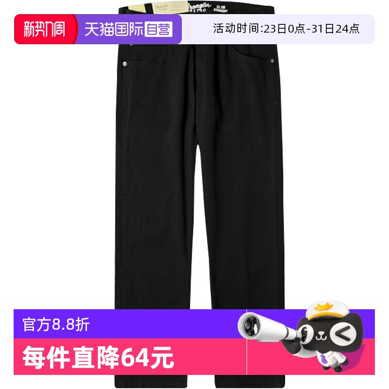 【自营】亏本清仓 Wrangler 黑色百搭牛仔裤男士修身直筒潮流长裤
