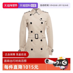 【自营】BURBERRY/博柏利女士时尚通勤双排扣束腰英伦中长款风衣