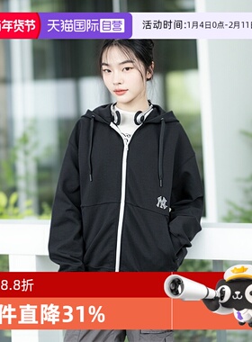 【自营】MLB针织夹克男女同款宽松运动服NY大标连帽外套3ATRB0441