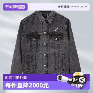 自营 做旧夹克男女同款 done牛仔外套黑色经典 百搭上衣