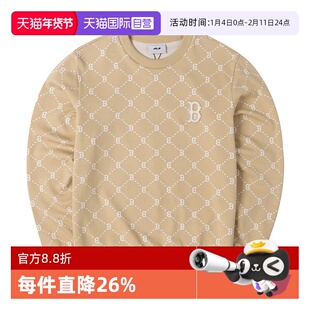 【自营】MLB圆领卫衣新款男女休闲服套头浅米色老花上衣3AMTM0151