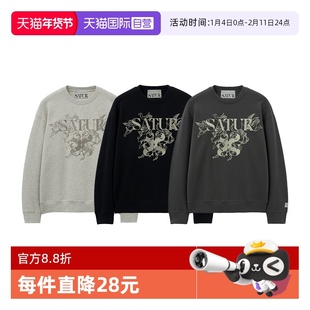 【自营】SATUR ARCHIVE2025秋冬新款复古天使印花圆领卫衣长袖