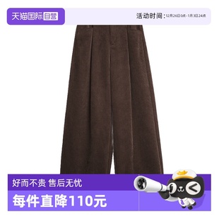 自营 宽松直筒裤 ELLE磨毛肌理感灯芯绒休闲裤 新款 子 女2025冬季