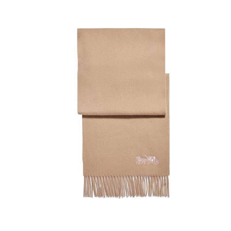 【自营】COACH蔻驰 冬季新款女士Scarf系列纯色羊绒长围巾驼色