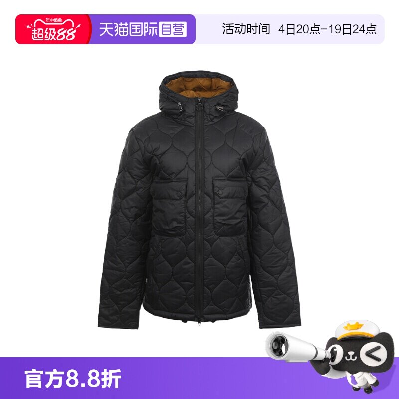 【自营】BARBOUR男士连帽拉链绗缝防寒外套秋冬保暖夹克棉服长袖