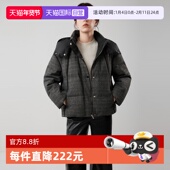 加绒保暖连帽外套 羽绒服女2025冬款 自营 ELLE90白鸭绒格纹短款