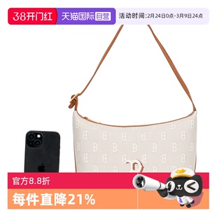 【自营】MLB单肩包新款男包女包休闲包拎包淺米色通勤包3ABQM015N