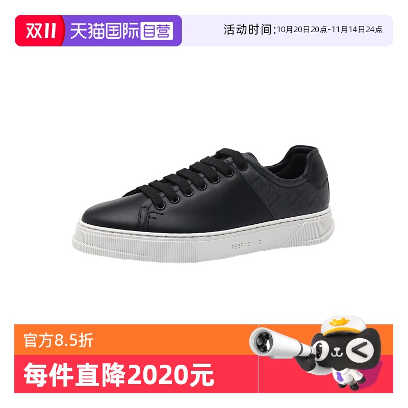 【自营】FERRAGAMO/菲拉格慕25ss男士牛皮革拼接厚底系带休闲鞋