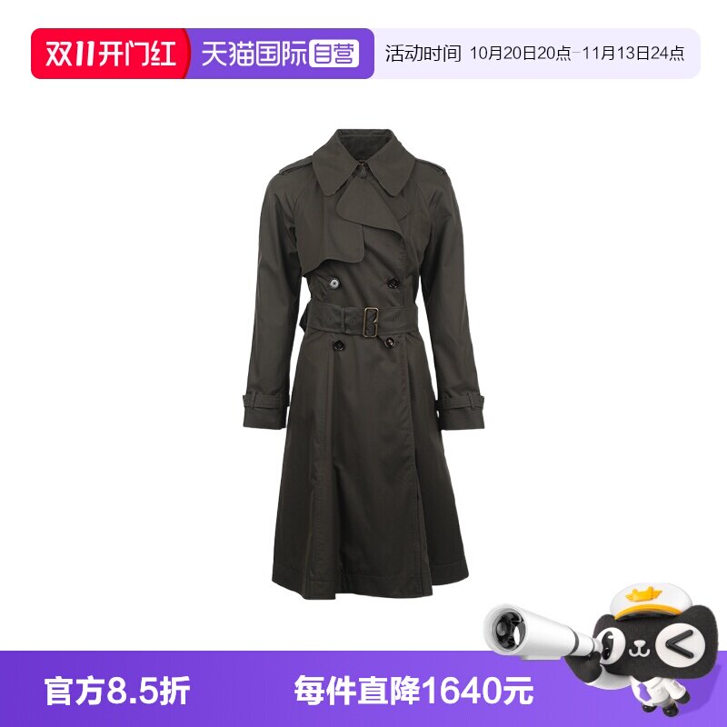 【自营】BURBERRY/博柏利女士FW26腰带饰双排扣棉质长款风衣外套