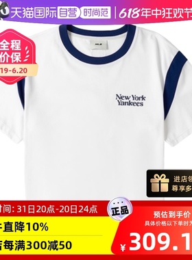 【自营】MLB上衣女士白色短款半袖T恤新款运动休闲短袖3FTSV0343