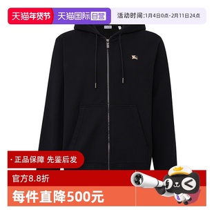 【自营】BURBERRY/博柏利巴宝莉 SS26纯棉男款黑色战马连帽卫衣
