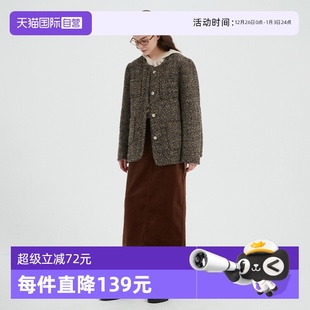 Bari Petit 灯芯绒A字开衩女士中长款 半裙 复古高腰 直筒 自营