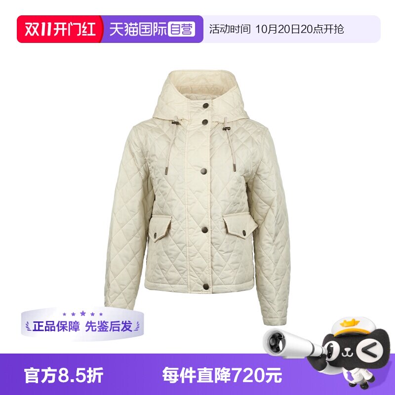 【自营】BURBERRY/博柏利女士FW26菱格连帽纯色防寒短外套棉服