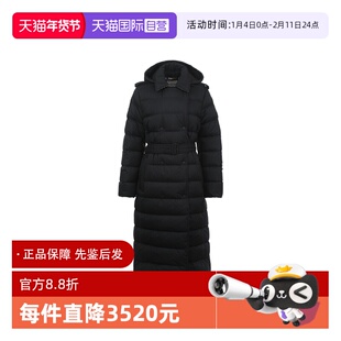 【自营】BURBERRY/博柏利女士纯色腰带设计可拆卸帽长款羽绒服