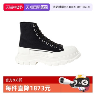 【自营】ALEXANDER MCQUEEN麦昆帆布鞋字母徽标高帮厚底运动鞋