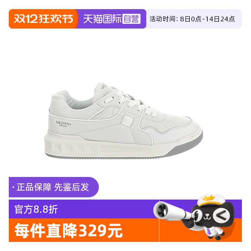 【自营】Valentino/华伦天奴低帮板鞋男鞋白色铆钉系带休闲运动鞋